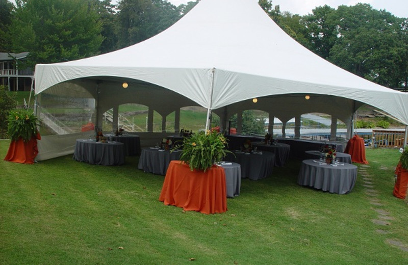 Reception tent at Paradise Cove Marine Resort.