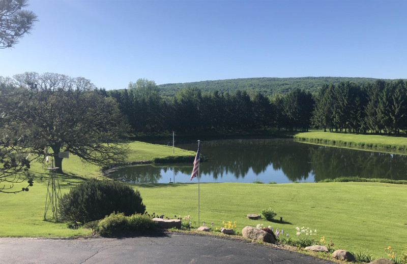 Pond view at Pinehaven Bed 