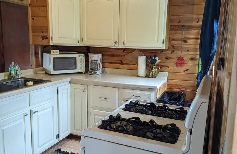 Cabin kitchen at Arrowhead Lodge & Resort.