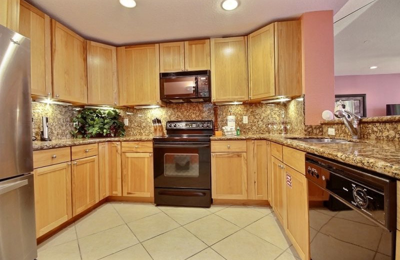 Rental kitchen at Barefeet Rentals.