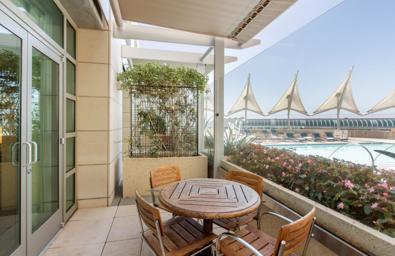 Guest balcony at Omni San Diego Hotel.