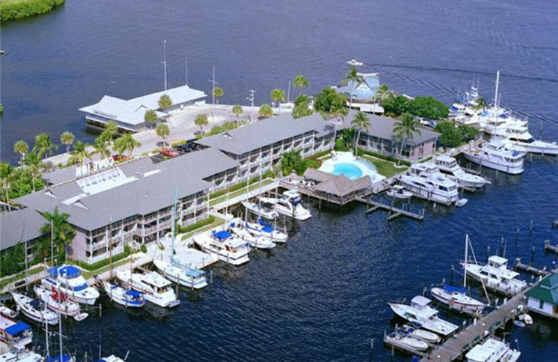 Aerial view of Cove Inn on Naples Bay.
