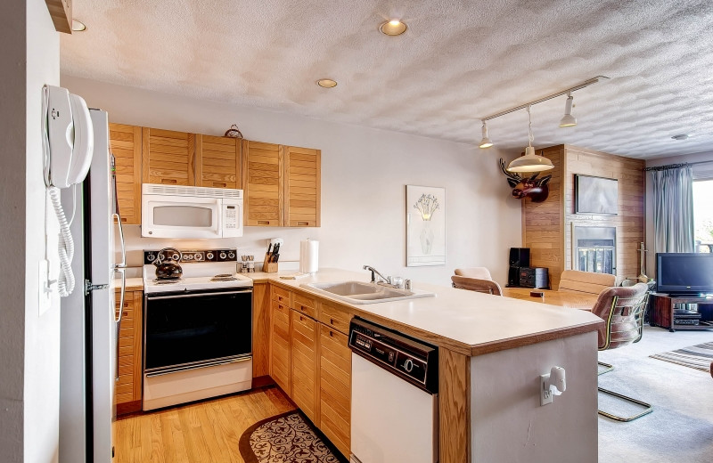 Rental kitchen at Mtn Managers Lodging.