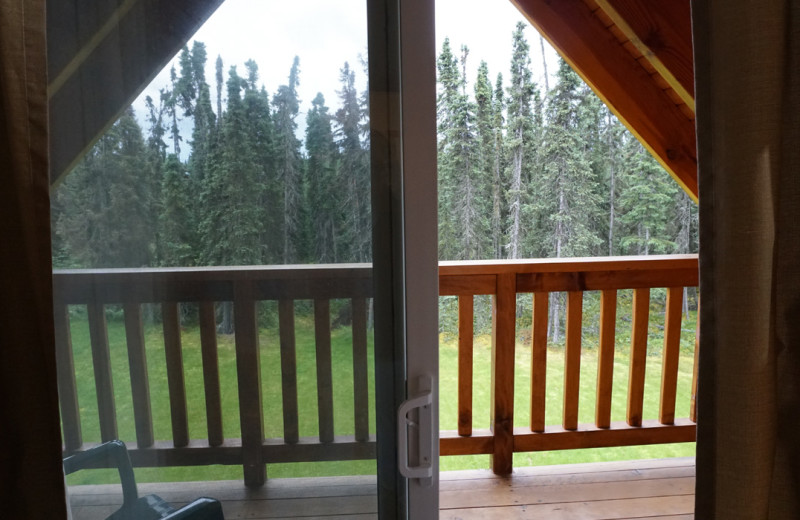 Guest balcony at Salmon Catcher Lodge.