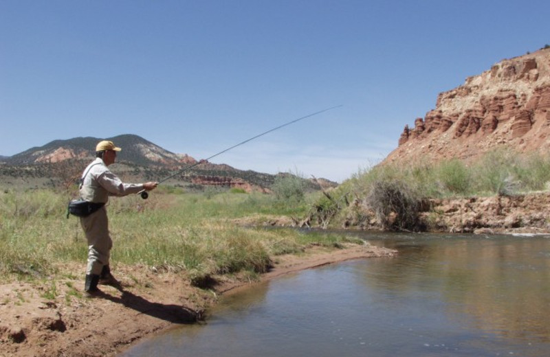 Fishing at The Lodge at Red River Ranch.
