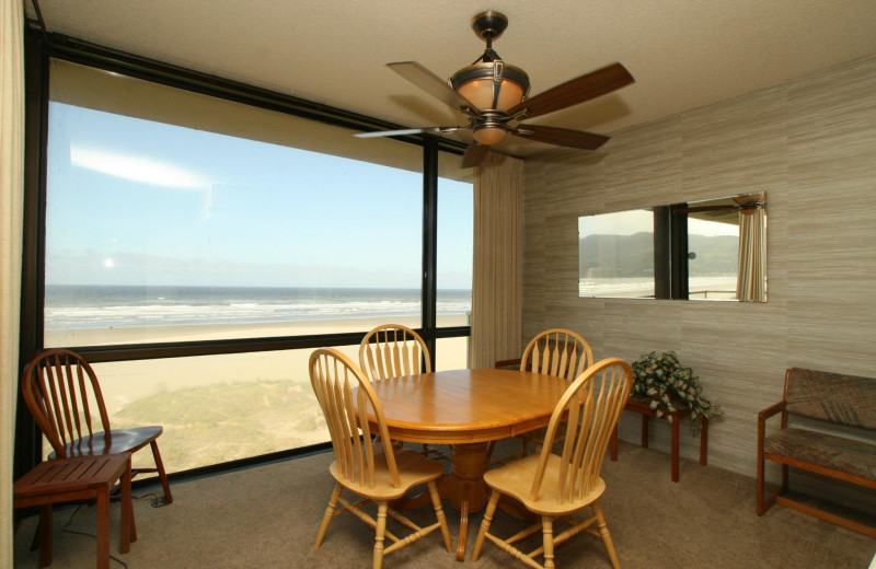 Condo dining table at Sand & Sea Condominums. 