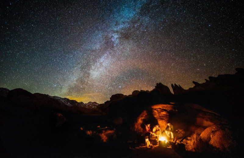 Bonfire at Escalante Yurts.