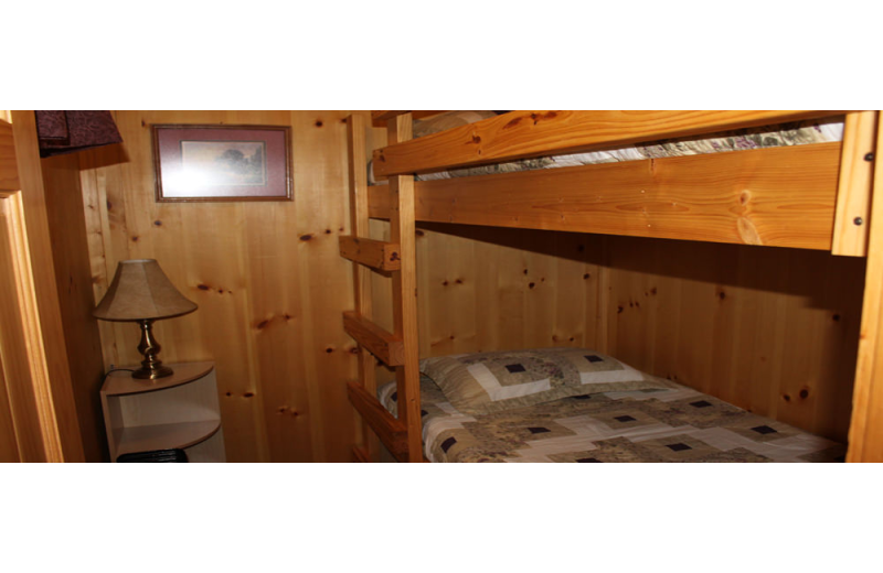 Cabin bedroom at Hocking Hills Backwoods Retreat.