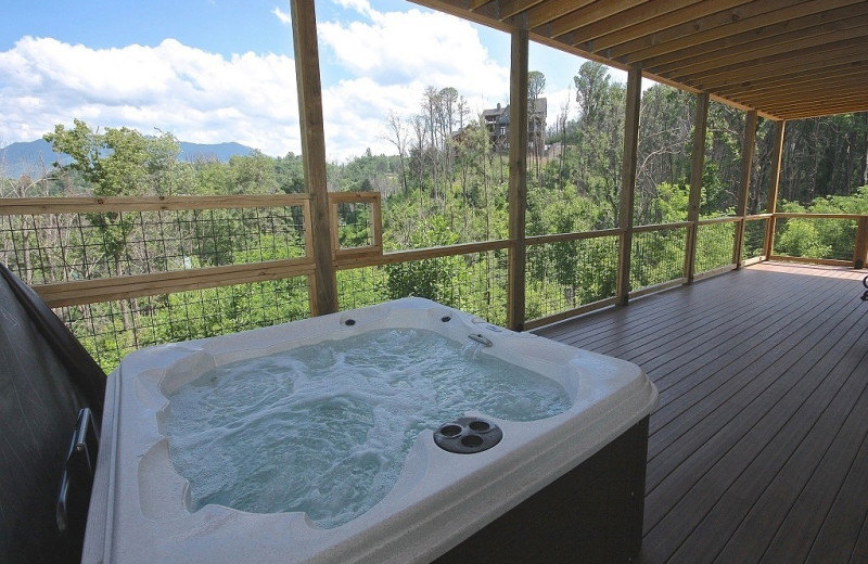 Rental jacuzzi at Mountain Laurel Chalets.