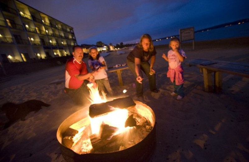 Beach fire pit at ParkShore Resort.