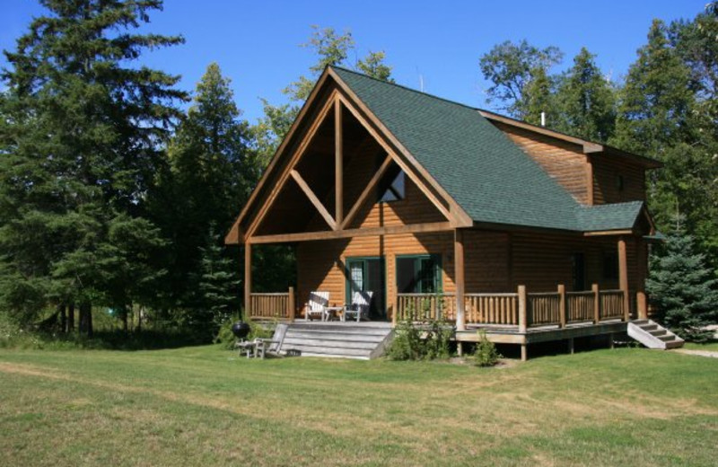 Cabin exterior at Drummond Island Resort.