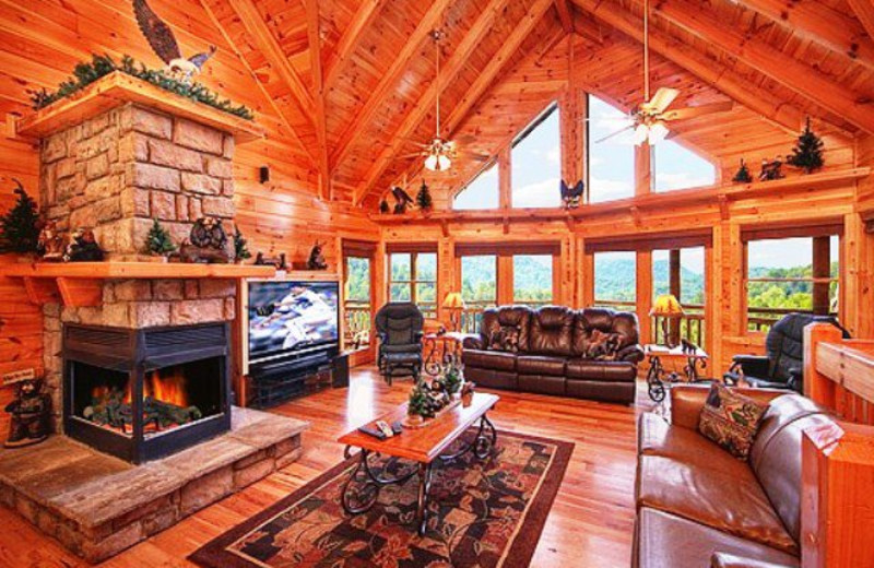 Cabin living room at Alpine Mountain Chalets.