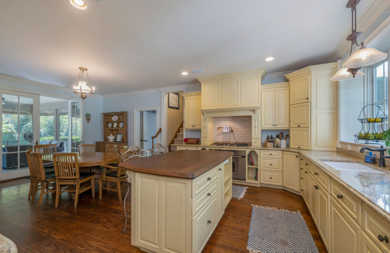 Rental kitchen at Yonder Luxury Vacation Rentals.