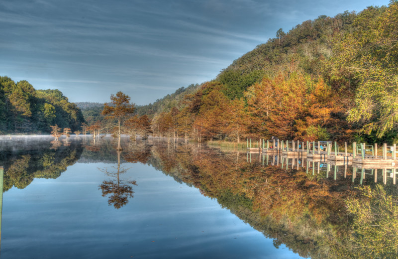 Lake view at Kiamichi Country Cabins.