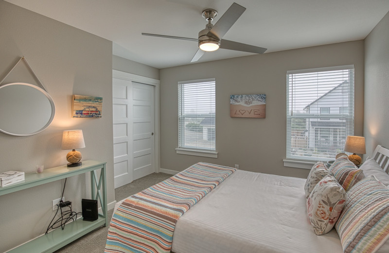 Rental bedroom at Oyhut Bay Seaside Village.