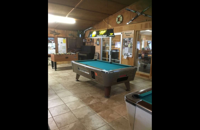 Game room at Sullivans Resort & Campground.