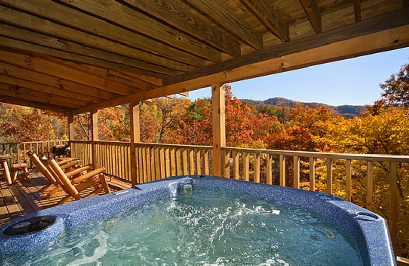 Hot tub on porch at Little Valley Mountain Resort