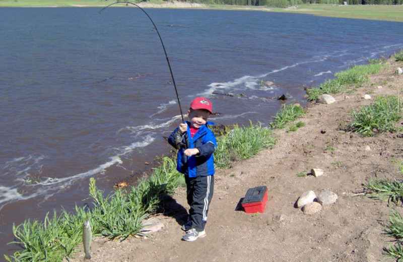 Fishing at Lone Wolf Cabins and Getaway.