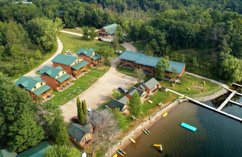 Aerial view of Campfire Bay Resort.