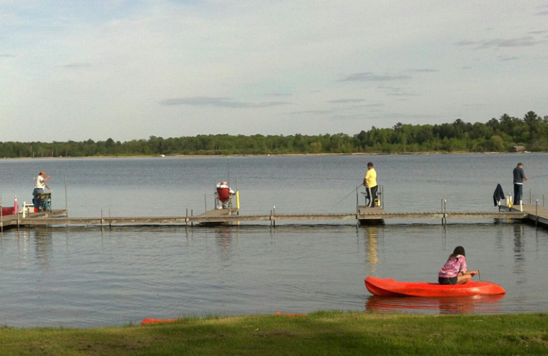Fishing off the dock at Cozy Bay Resort.