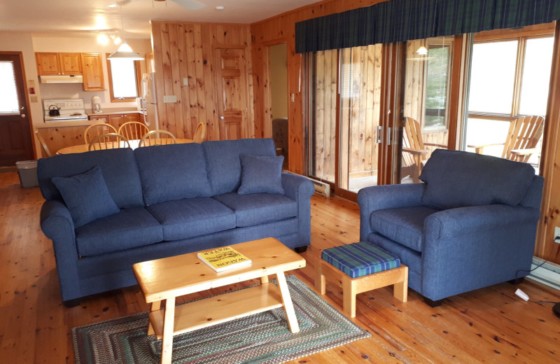 Cottage living room at Port Cunnington Lodge & Resort.