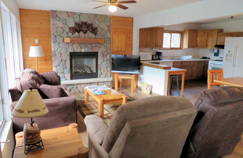 Cabin living room at Moosehorn Resort.