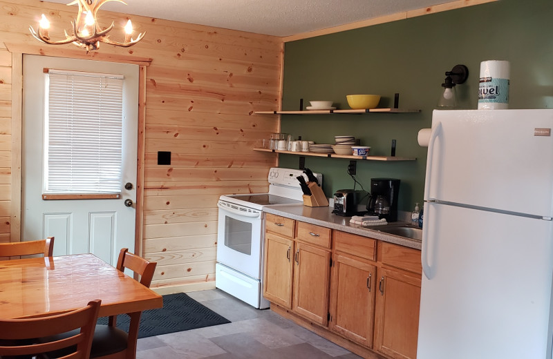 Cabin kitchen at Cozy Bay Resort.