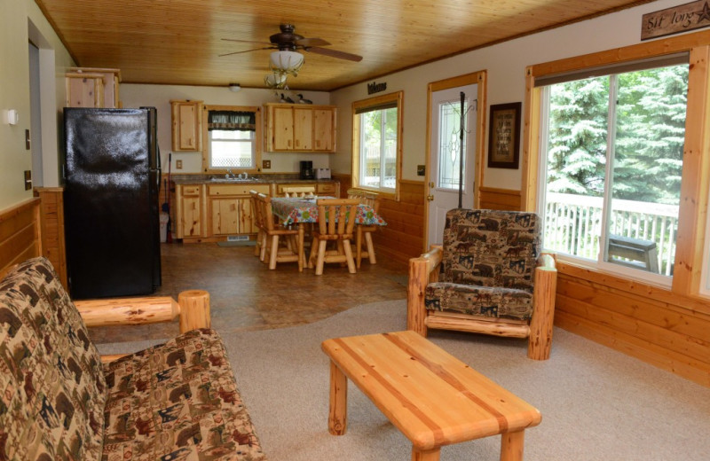 Cabin interior at Riverside Resort.