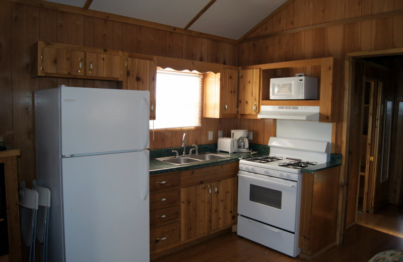 Cabin kitchen at Lone Star Jellystone.