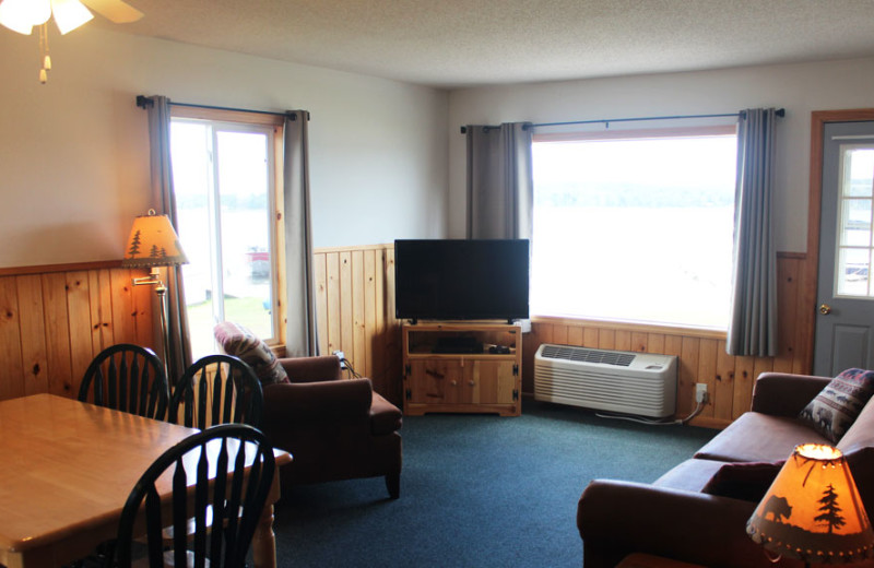 Cabin living room at Auger's Pine View Resort.