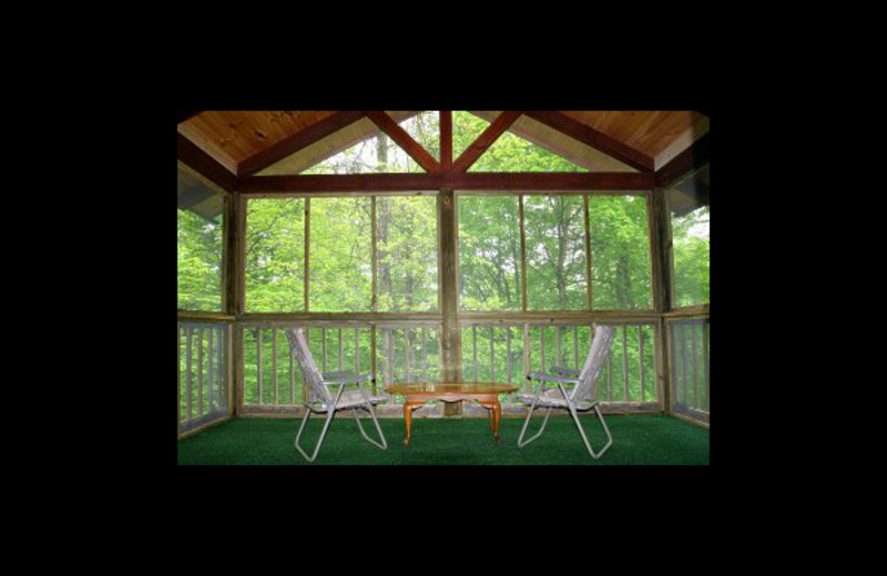 Cabin porch at Hummingbird Hill Cabin Rentals.