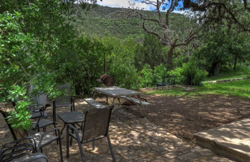 Cabin patio at Foxfire Cabins.