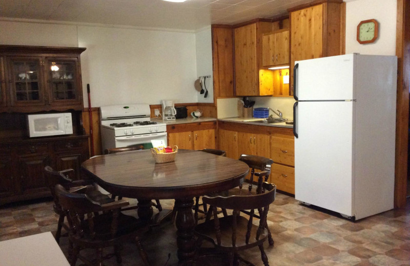 Cabin kitchen at Bear Paw Lodge.