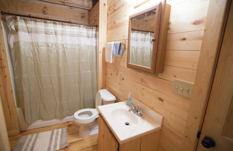 Cabin bathroom at Aspen Ridge.