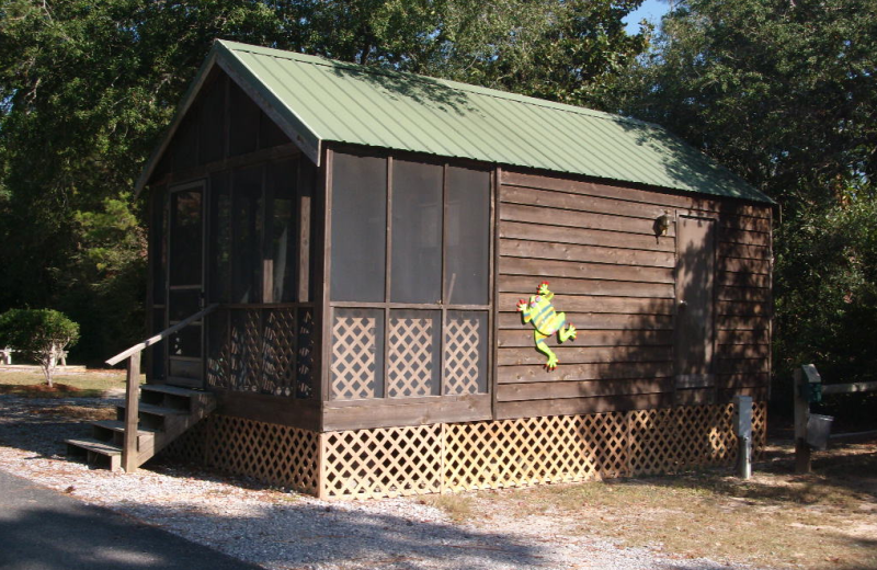 Cabin exterior at Navarre Beach Campground.