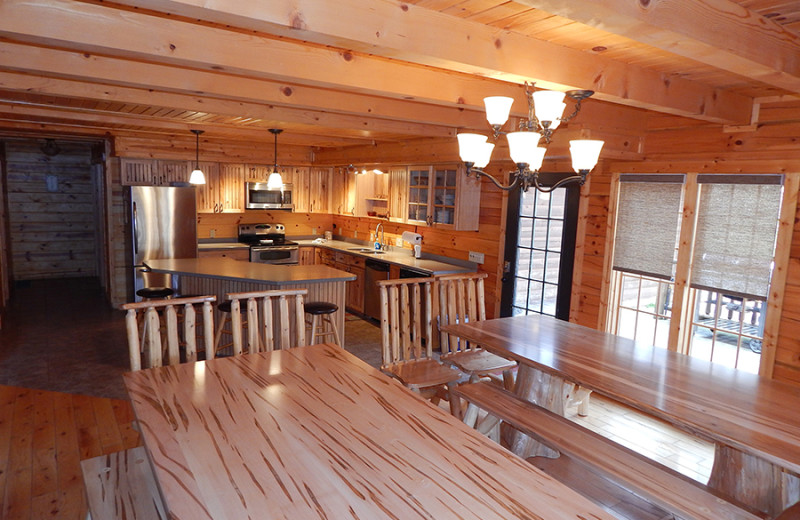 Cabin kitchen at Cut Above Cabins.