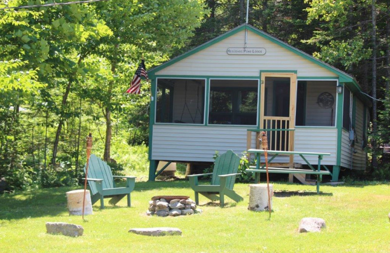 Cabin exterior at Wilson Pond Camps.