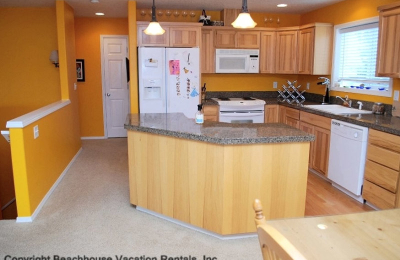 Kitchen area at Beachhouse Vacation Rentals.