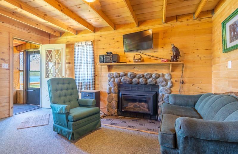 Cabin living room at Rising Eagle Resort.