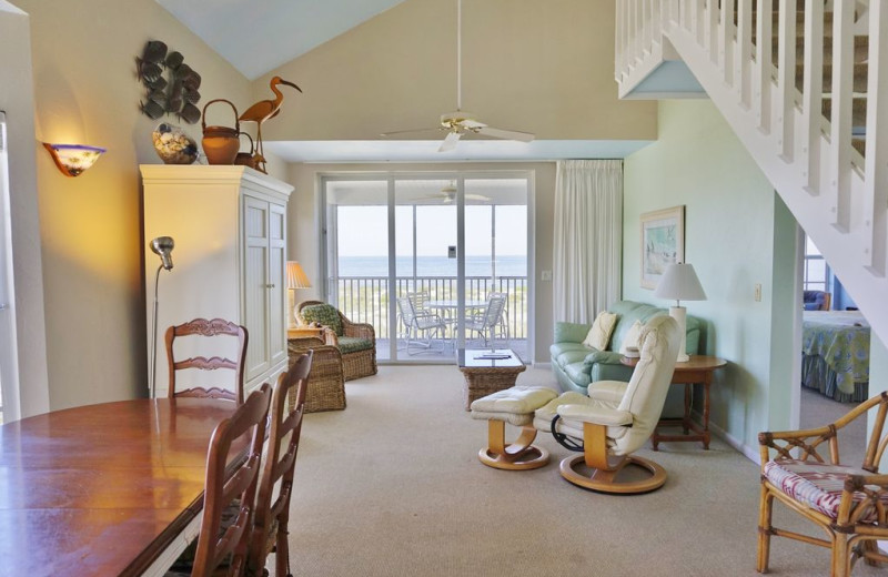 Rental living room at Palm Island Resort.