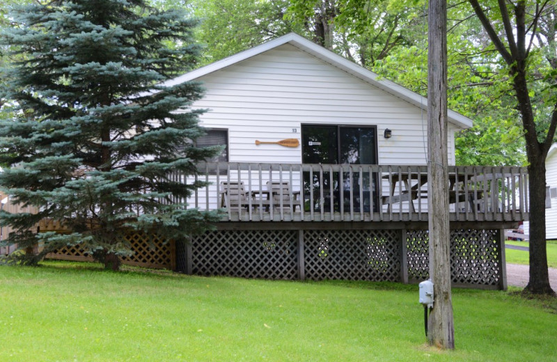 Cabin exterior at Riverside Resort.