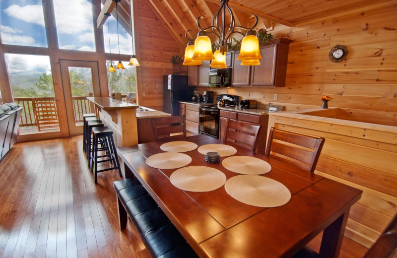 Cabin dining room at Accommodations by Parkside Resort.