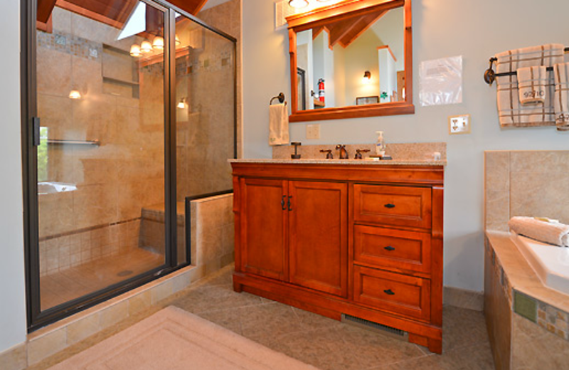 Cabin bathroom at Black Bear Resort Rentals.