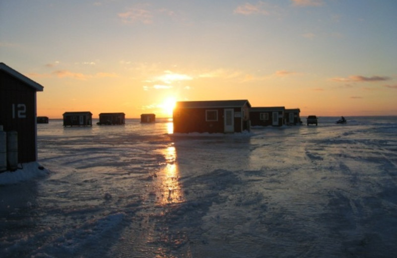 Ice houses at Appeldoorn's Sunset Bay Resort.