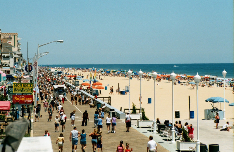 The beach at Hilton Suites Ocean City Oceanfront.