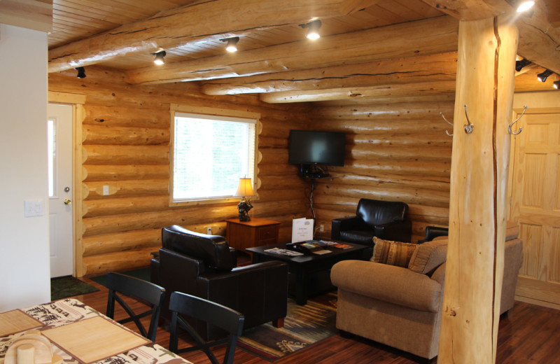 Guest living room at Salmon Catcher Lodge.