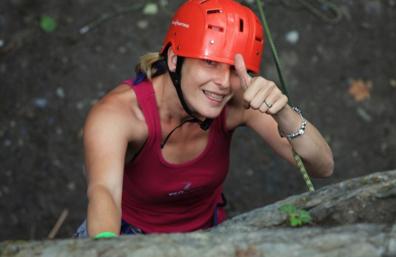 Rock climbing at REO Rafting Resort.