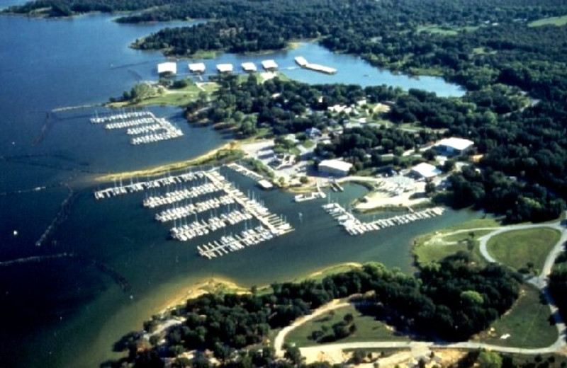 Aerial view at Cedar Mills Marina & Resort.