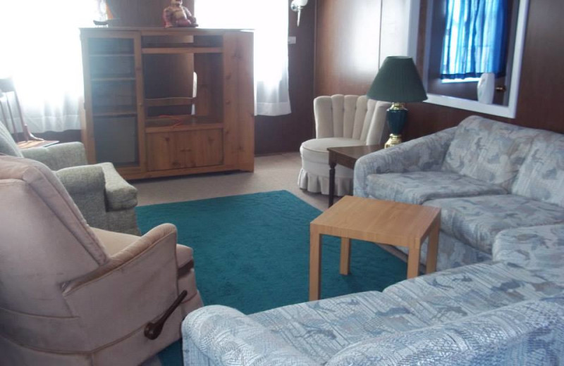 Cabin living room at River Bend Resort.