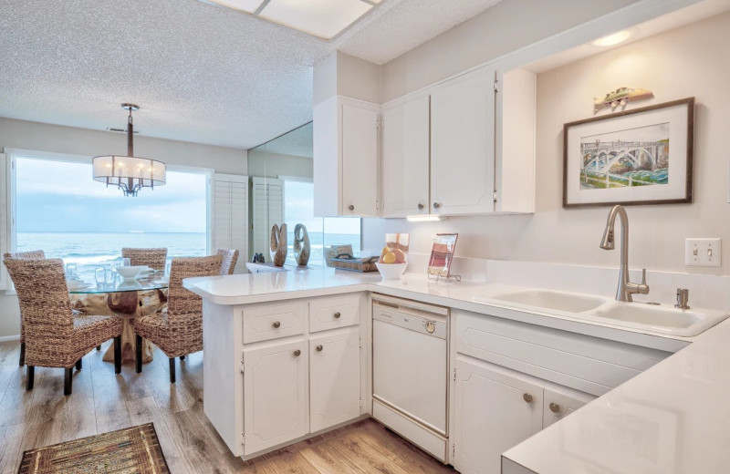 Rental kitchen at Cavalier Beachfront Condominiums.